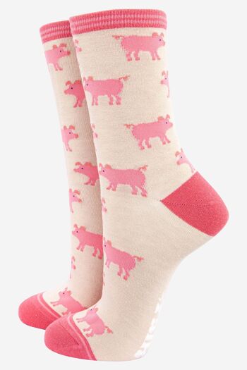 Coffret cadeau de chaussettes en bambou pour femmes, cochon, agneau et lapin, animaux de la ferme de printemps, coffret cadeau 4