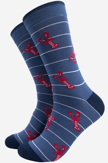 Coffret cadeau chaussettes rayées en bambou homard pour hommes 4