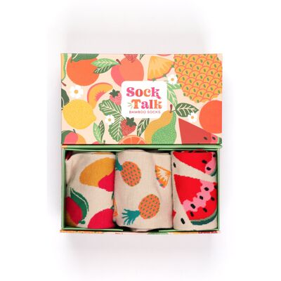 Coffret cadeau chaussettes en bambou aux fruits tropicaux pour femmes