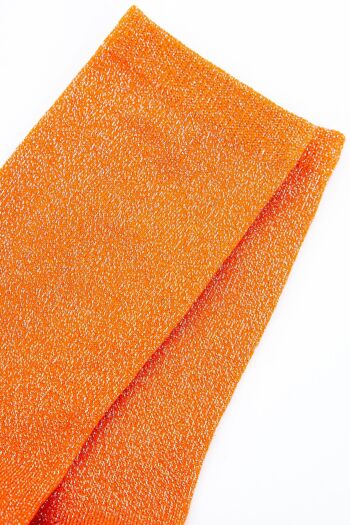 Socquettes en coton à paillettes pour femmes en orange 2