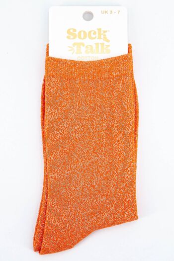Socquettes en coton à paillettes pour femmes en orange 4