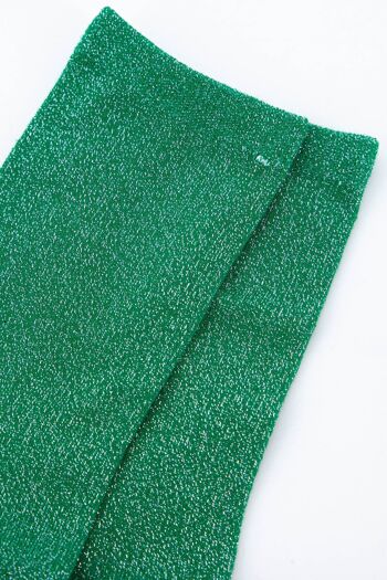 Socquettes à paillettes en coton pour femmes en vert 2