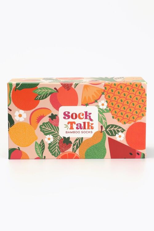 Women's Mixed Fruit Print Socktalk Gift Box (Box Only) in Cream