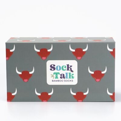 Men's Highland Cow Socktalk Gift Box (Box Only) in Grey