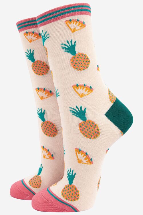 Women's Pineapple Print Bamboo Socks