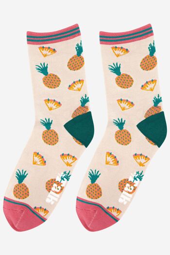 Chaussettes en bambou imprimé ananas pour femmes 3