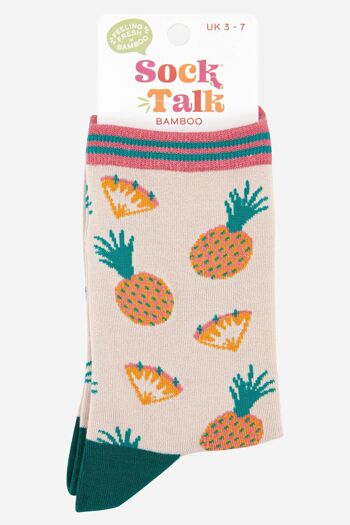 Chaussettes en bambou imprimé ananas pour femmes 4