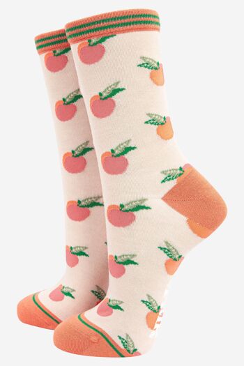 Chaussettes en bambou pour femmes, fruits de pêche 1