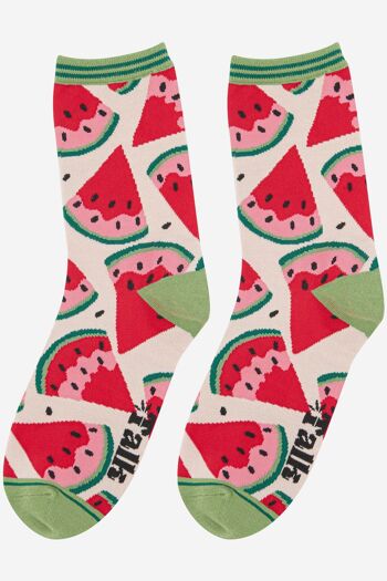 Chaussettes en bambou pour femmes, tranches de pastèque, fruits 3