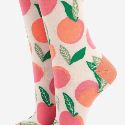 Women's Peach Print Bamboo Socks