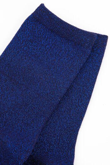 Chaussettes en coton à paillettes pour femme en bleu nuit 2
