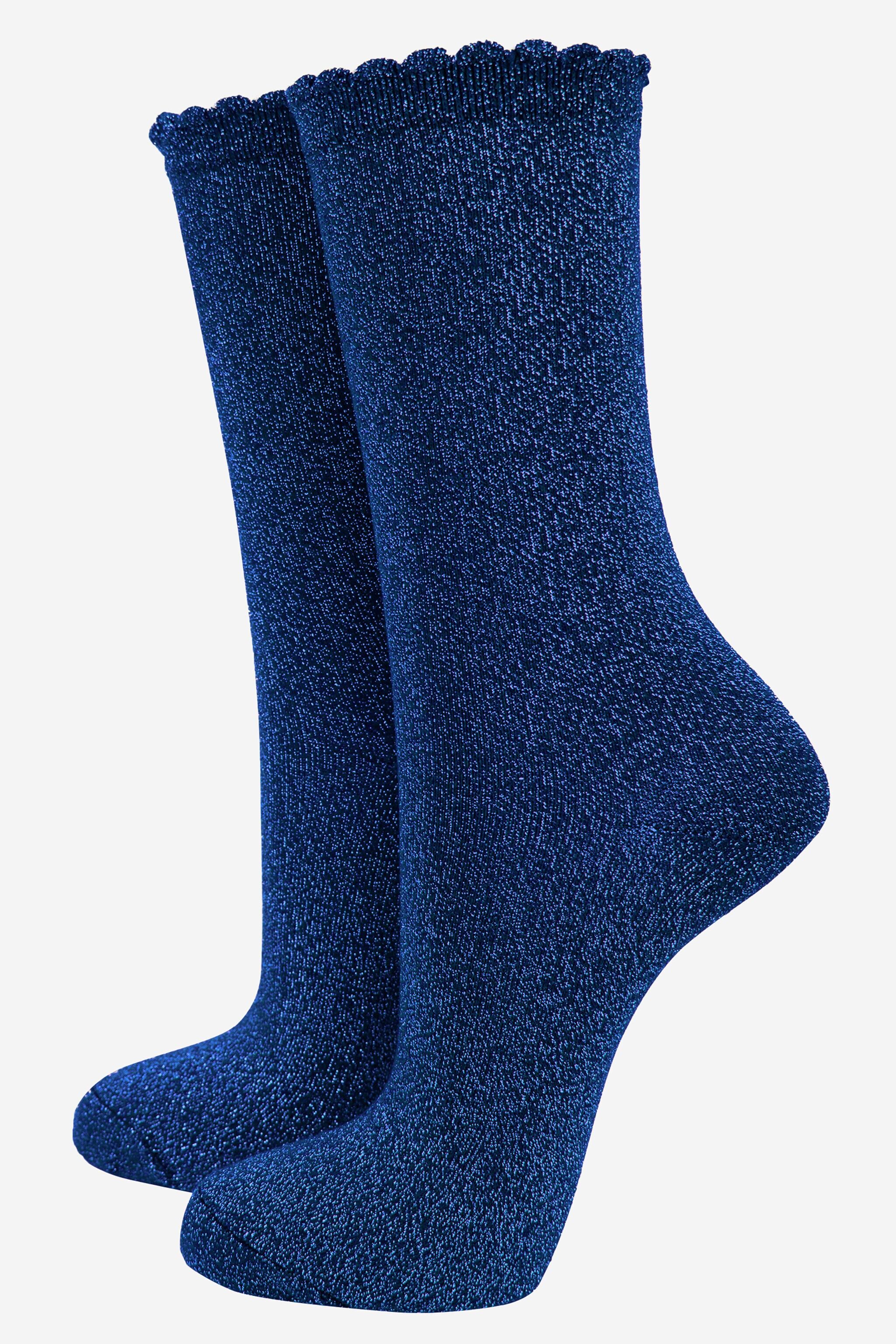 Glitzersocken für Damen - Mitternachtsblau