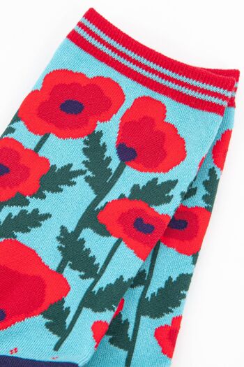 Chaussettes en bambou à imprimé coquelicot pour femmes 2