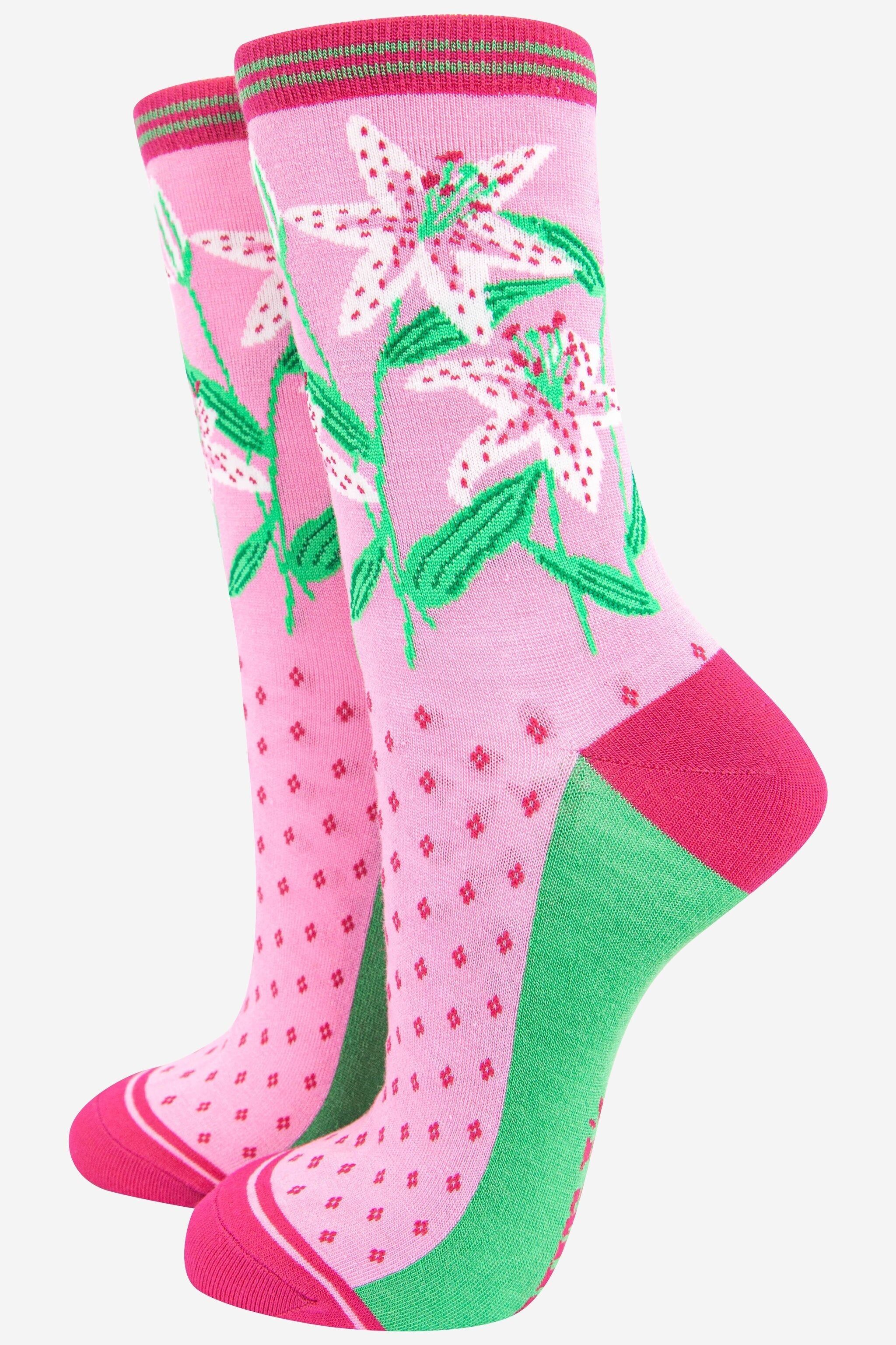 Bambussocken für Damen - Rosa, Lilie