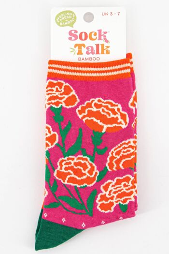 Chaussettes en bambou à imprimé floral et œillets pour femmes 4