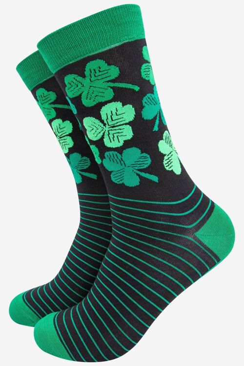 Men's Lucky Irish Shamrock Four Leaf Clover Bamboo Socks