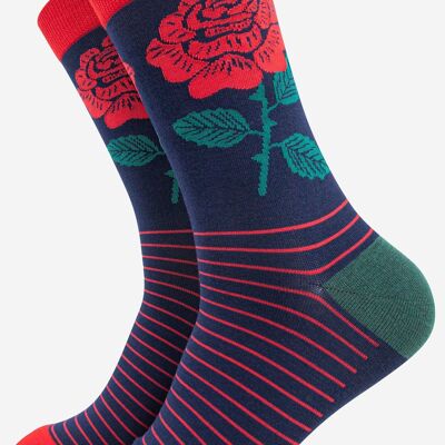 Men's English Rose Floral Print Bamboo Socks