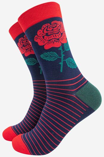 Chaussettes en bambou à imprimé floral anglais pour hommes 1