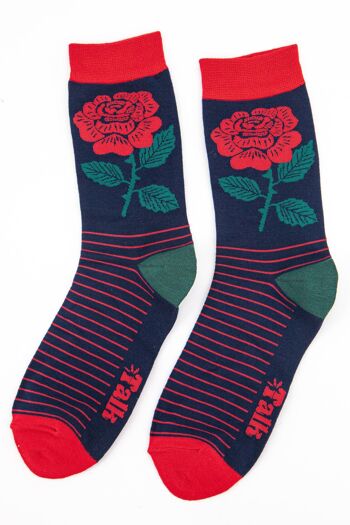 Chaussettes en bambou à imprimé floral anglais pour hommes 3