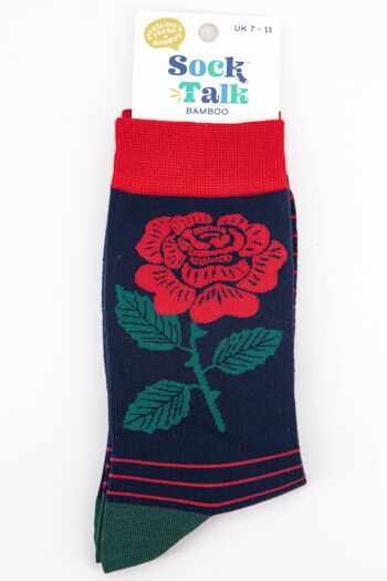 Chaussettes en bambou à imprimé floral anglais pour hommes 4