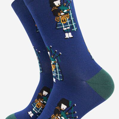 Calcetines de Bambú Piper Escocés para Hombre en Azul Verde