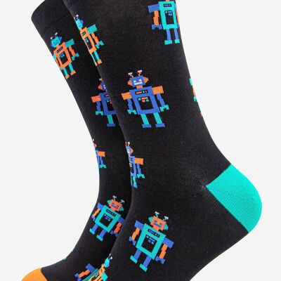 Men's Retro Robot Print Bamboo Socks