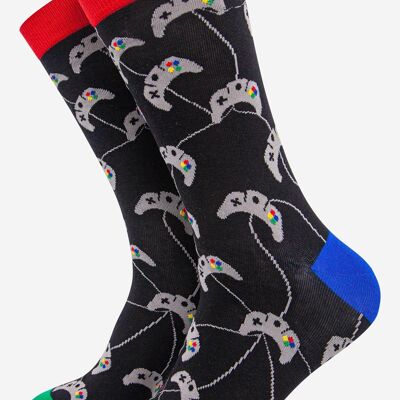 Calcetines de bambú con estampado de consola de juegos retro para hombre