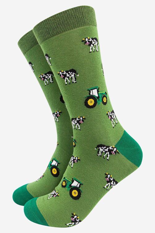 Men's Tractor and Cow Print Bamboo Socks