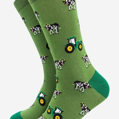 Men's Tractor and Cow Print Bamboo Socks