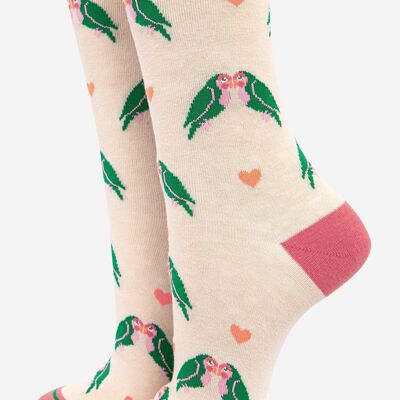 Women's Lovebird Love Heart Print Bamboo Socks