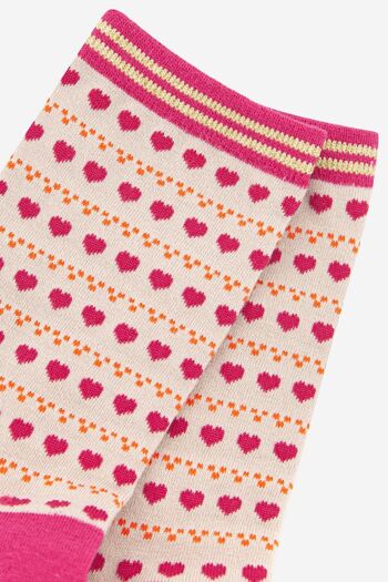 Chaussettes en bambou à imprimé coeur et pois pour femmes avec détails pailletés 2