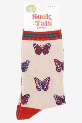 Chaussettes en bambou à imprimé papillon pour femmes 4