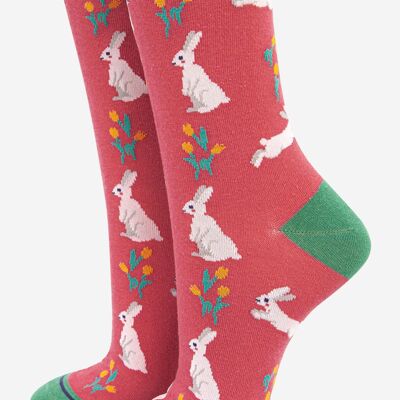 Chaussettes de printemps en bambou pour femmes, lapin lapin