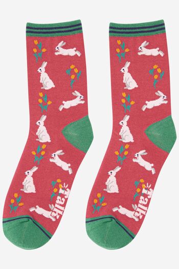 Chaussettes de printemps en bambou pour femmes, lapin lapin 3