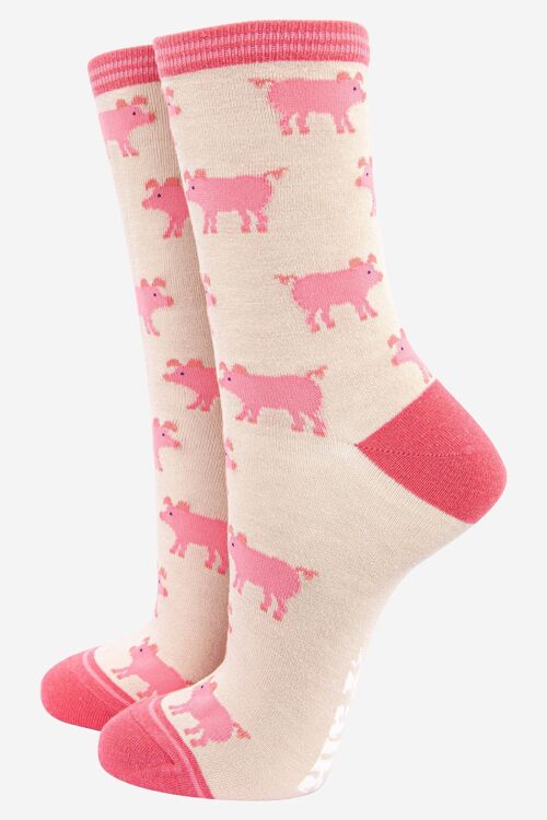 Women's Pig Print Bamboo Socks