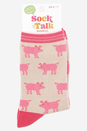 Chaussettes en bambou à imprimé cochon pour femmes 4