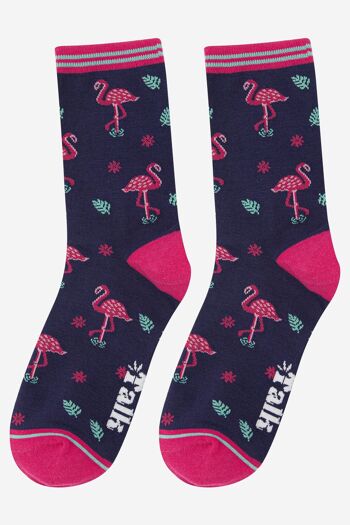 Chaussettes en bambou à imprimé flamant rose pour femmes 3