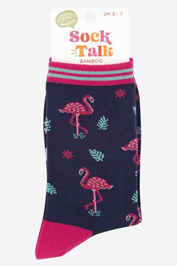 Chaussettes en bambou à imprimé flamant rose pour femmes 4