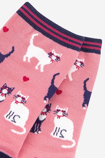 Chaussettes en bambou Cats in Love pour femmes en rose 2