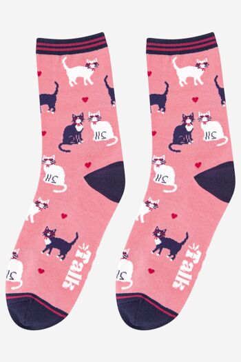 Chaussettes en bambou Cats in Love pour femmes en rose 3