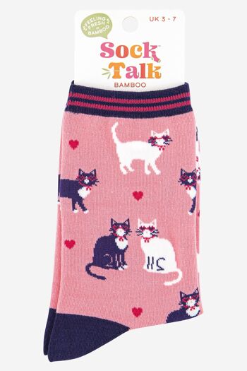 Chaussettes en bambou Cats in Love pour femmes en rose 4