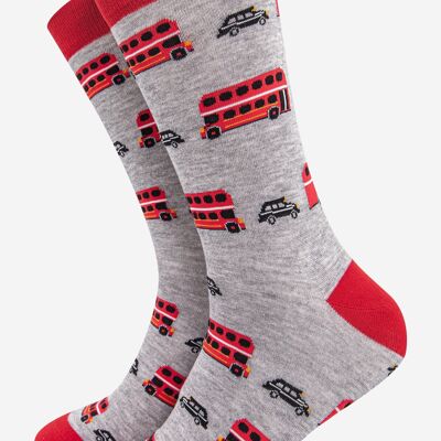 Men's Big Red Bus And Black Cab Bamboo Socks