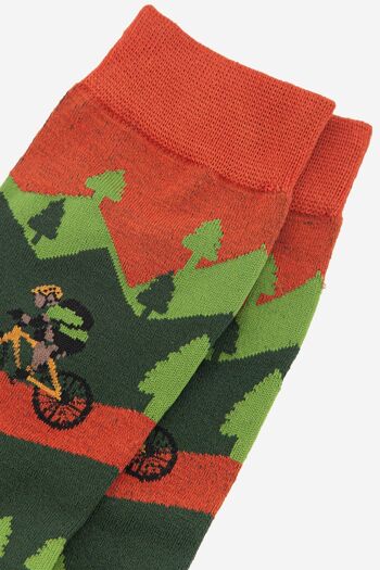 Chaussettes en bambou pour vélo de montagne, scène forestière, cyclisme pour hommes 2