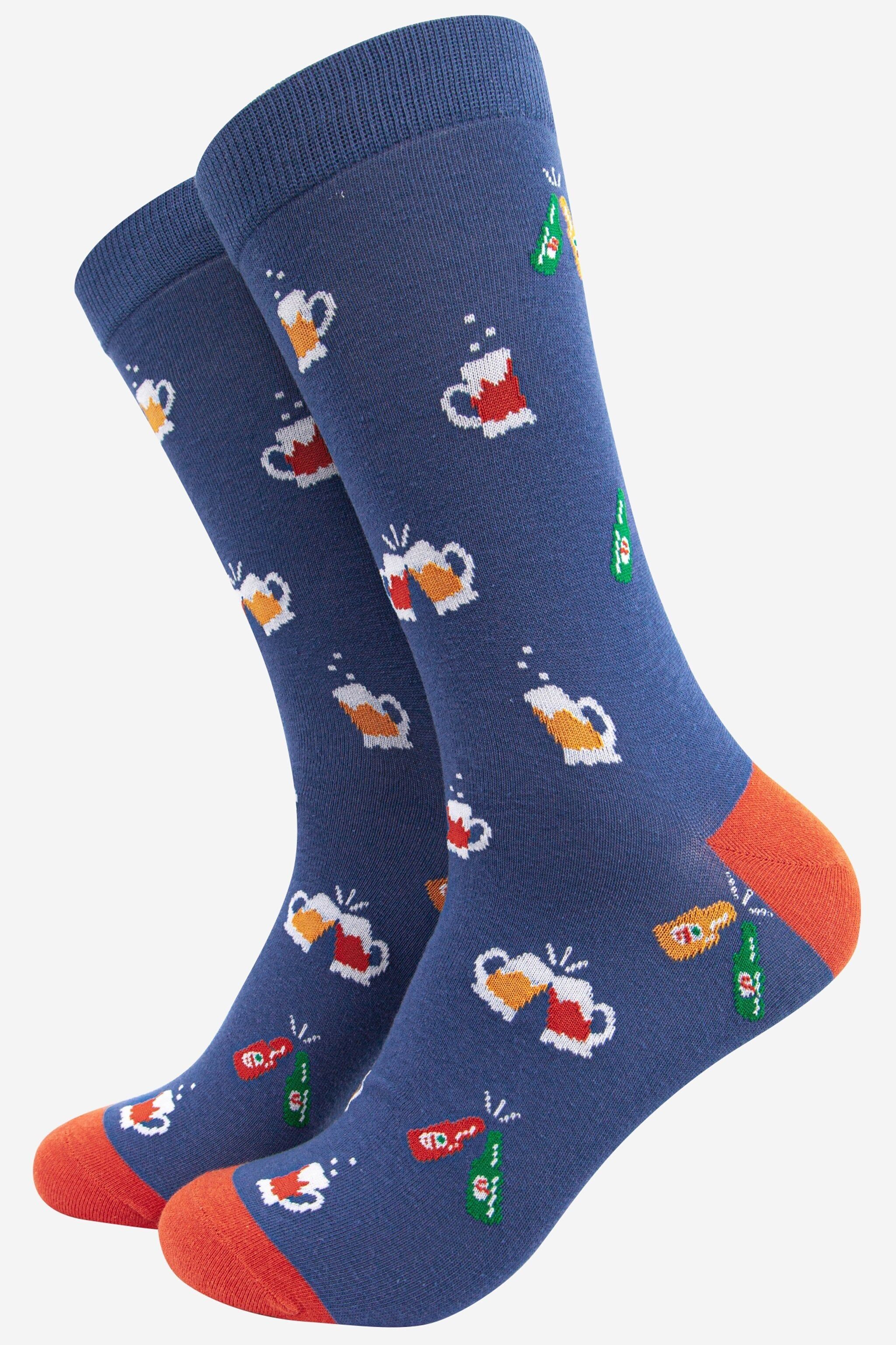 Bambussocken für Herren - Blau, Bierparty