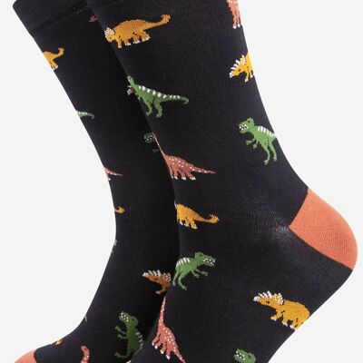 Chaussettes en bambou à imprimé dinosaure pour hommes