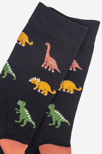 Chaussettes en bambou à imprimé dinosaure pour hommes 2