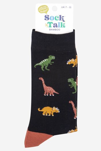 Chaussettes en bambou à imprimé dinosaure pour hommes 4