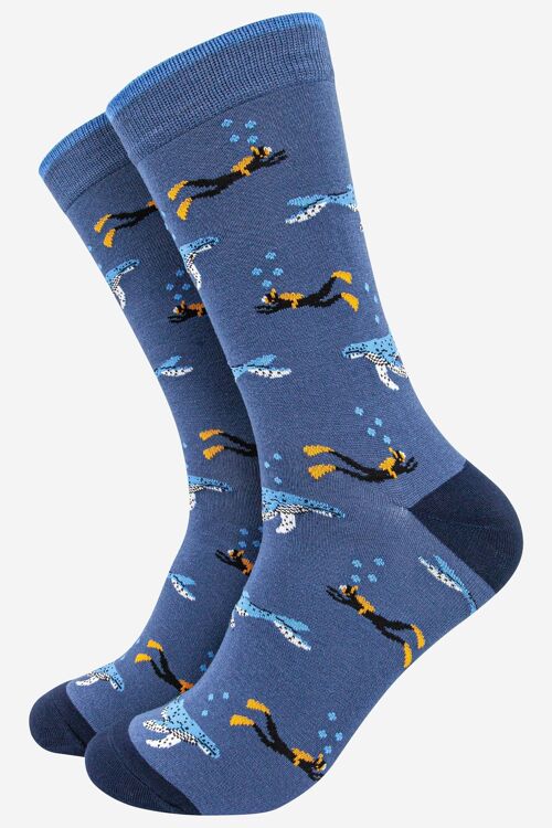 Men's Scuba Diver and Whale Bamboo Socks