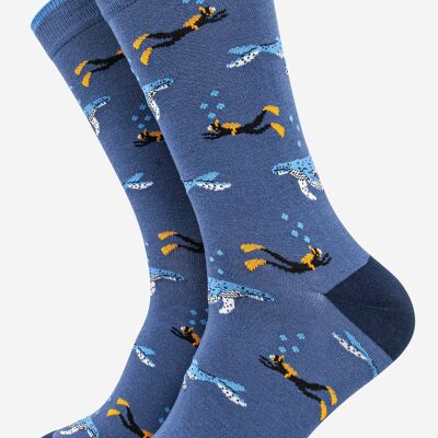 Men's Scuba Diver and Whale Bamboo Socks