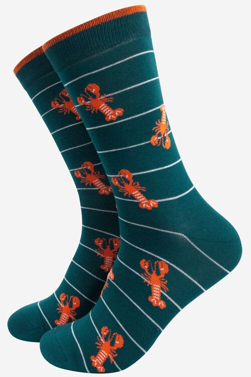 Men's Lobster Bamboo Socks Stripe in Green